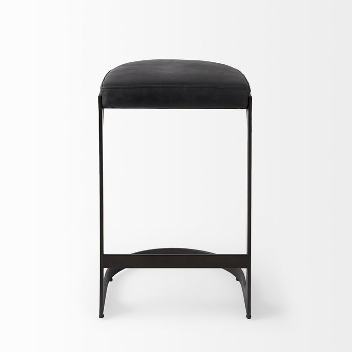 29" Black Iron Backless Bar Chair