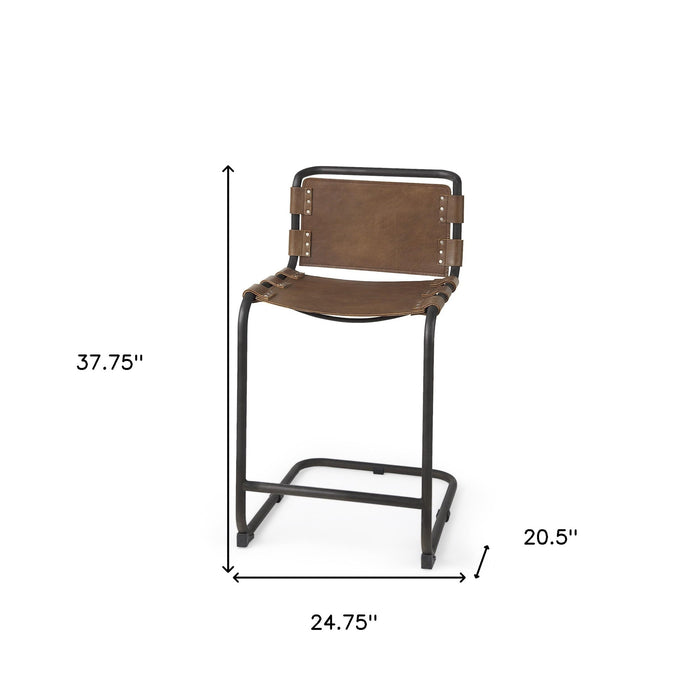 29" Brown And Black Steel Bar Chair