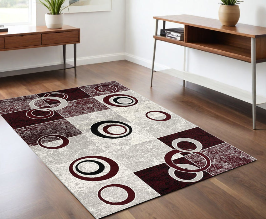 10' Red Abstract Dhurrie Runner Rug