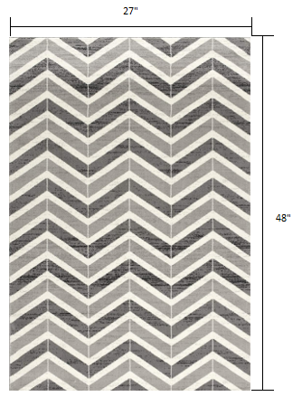 10' Gray Chevron Power Loom Runner Rug