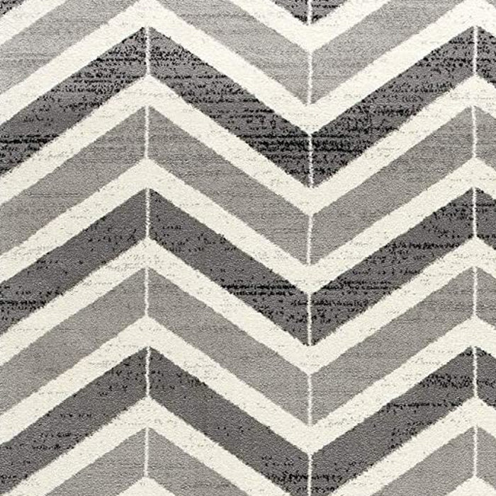 10' Gray Chevron Power Loom Runner Rug