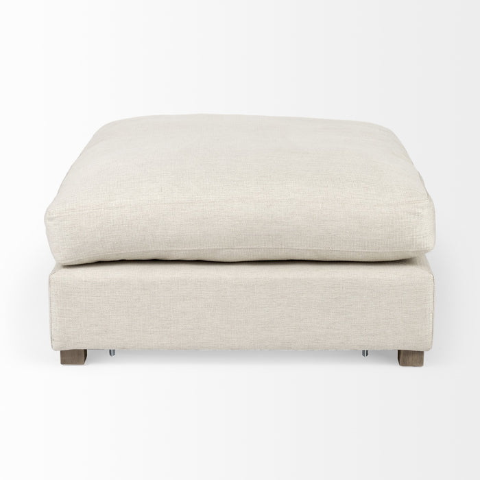 39" Beige Polyester And Brown Cocktail Ottoman