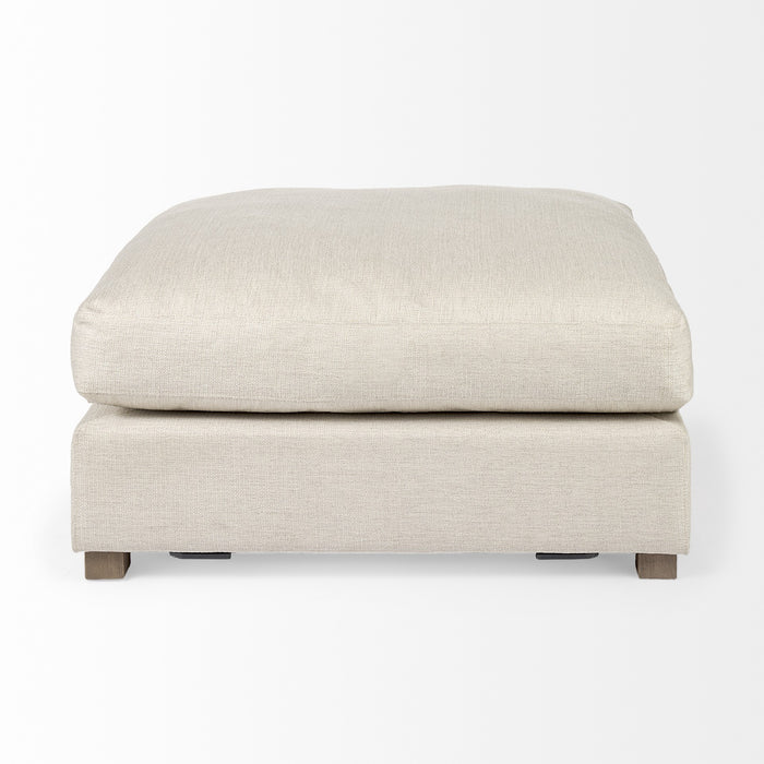 39" Beige Polyester And Brown Cocktail Ottoman