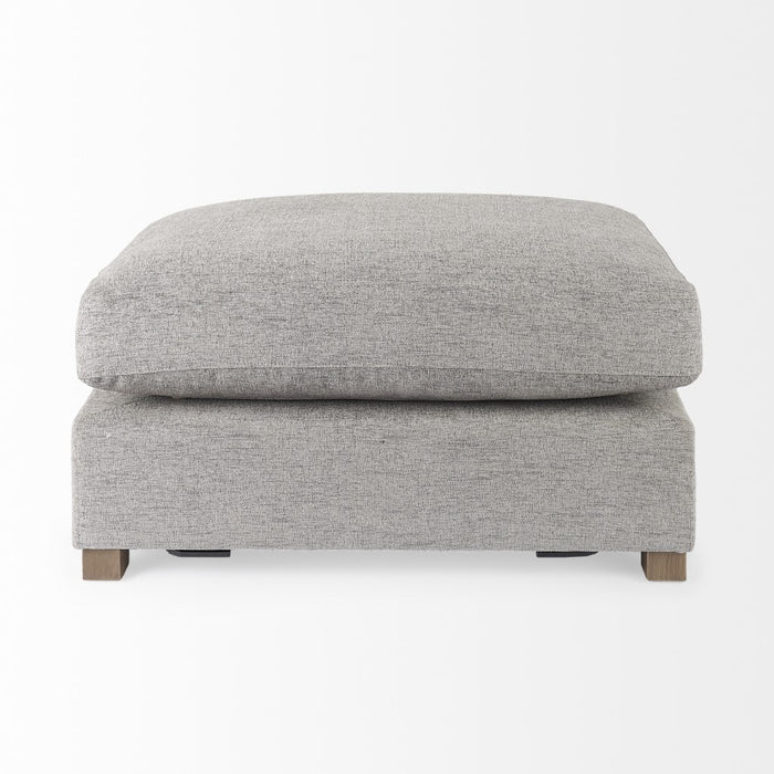 26" Gray Polyester And Brown Cocktail Ottoman