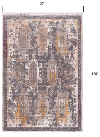 8' X 11' Gray and Ivory Oriental Power Loom Area Rug