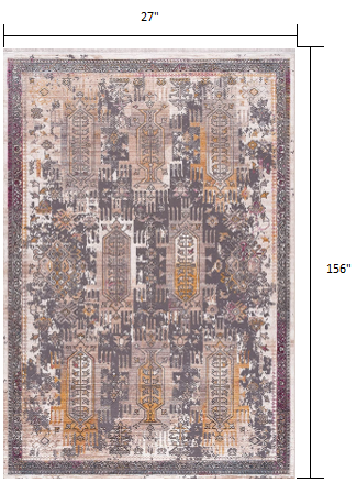 8' X 11' Gray and Ivory Oriental Power Loom Area Rug