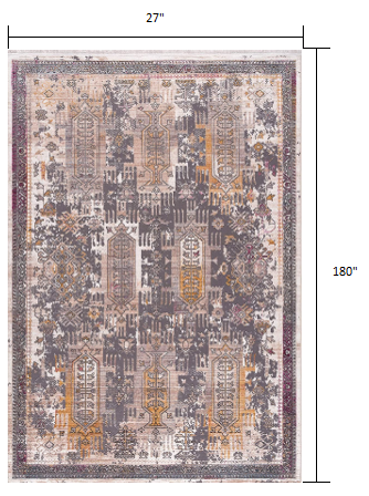 8' X 11' Gray and Ivory Oriental Power Loom Area Rug