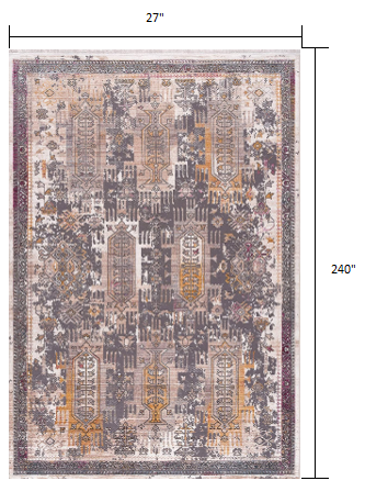 8' X 11' Gray and Ivory Oriental Power Loom Area Rug