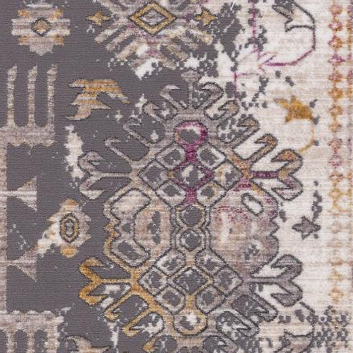 8' X 11' Gray and Ivory Oriental Power Loom Area Rug