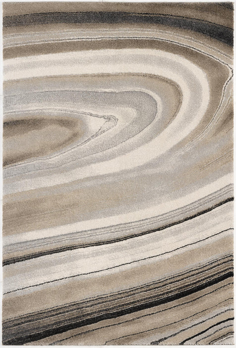 5' X 8' Cream and Tan Abstract Marble Area Rug