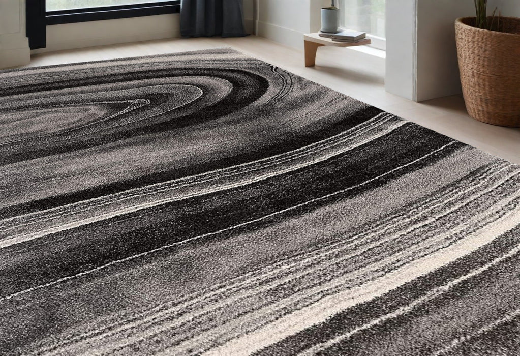 5' X 8' Dark Gray Abstract Illusional Area Rug