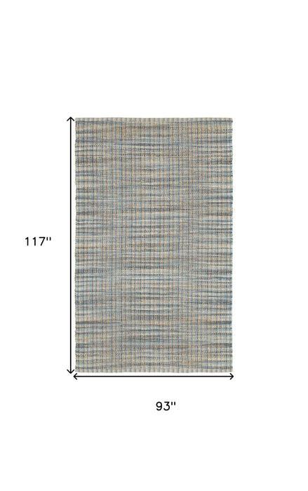 8' X 10' Blue and Ivory Hand Woven Area Rug