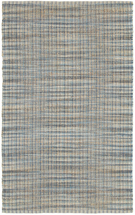 8' X 10' Blue and Ivory Hand Woven Area Rug