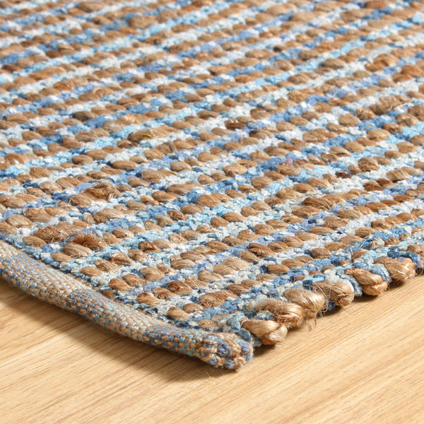 8' X 10' Blue and Ivory Hand Woven Area Rug