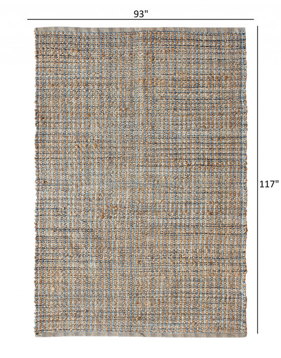 8' X 10' Blue and Ivory Hand Woven Area Rug