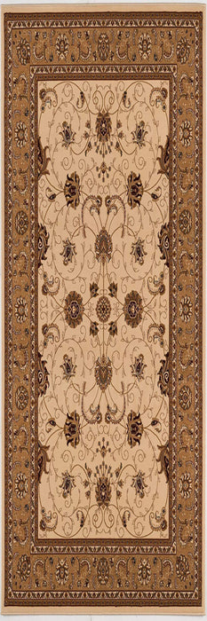 10' Runner Beige and Ivory Oriental Power Loom Runner Rug