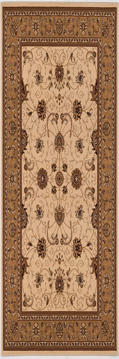 10' Runner Beige and Ivory Oriental Power Loom Runner Rug