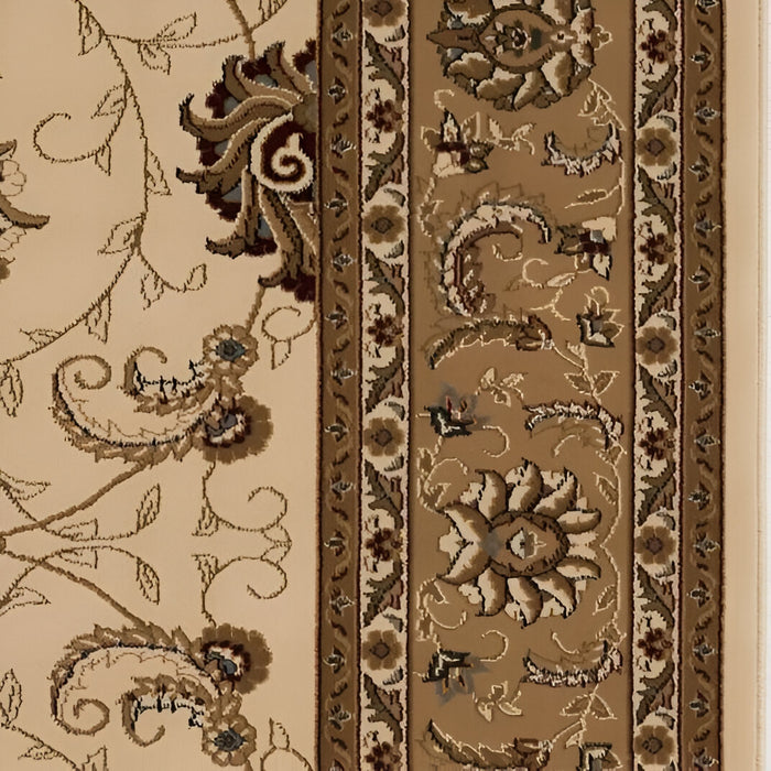 10' Runner Beige and Ivory Oriental Power Loom Runner Rug