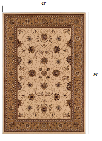 10' Runner Beige and Ivory Oriental Power Loom Runner Rug