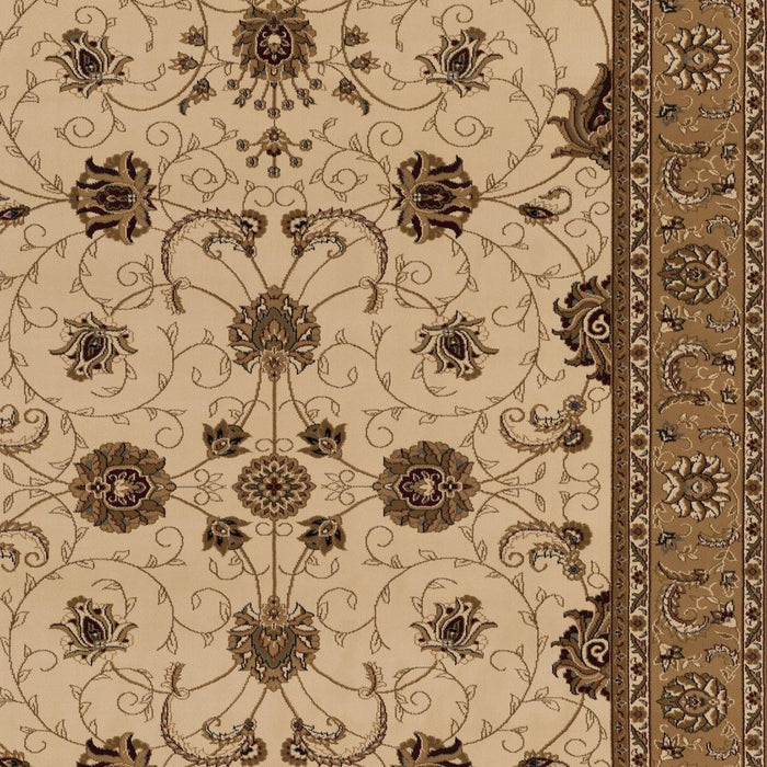 10' Runner Beige and Ivory Oriental Power Loom Runner Rug