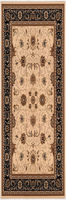 7' X 9' Black and Ivory Oriental Power Loom Area Rug