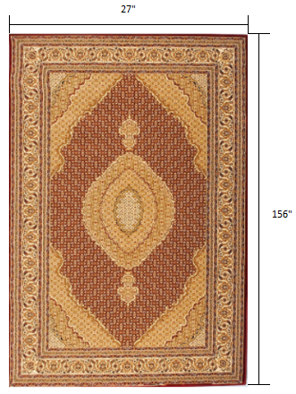 10' Runner Red and Beige Oriental Power Loom Runner Rug