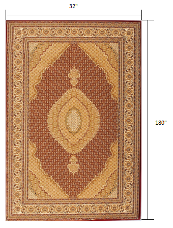 10' Runner Red and Beige Oriental Power Loom Runner Rug