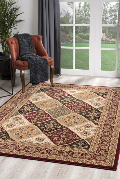 10' Runner Red and Beige Oriental Power Loom Runner Rug