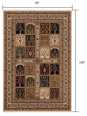 8' X 11' Beige and Black Oriental Power Loom Area Rug