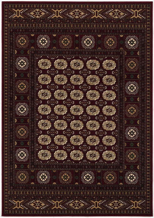 8' X 11' Red and Ivory Floral Medallion Power Loom Area Rug