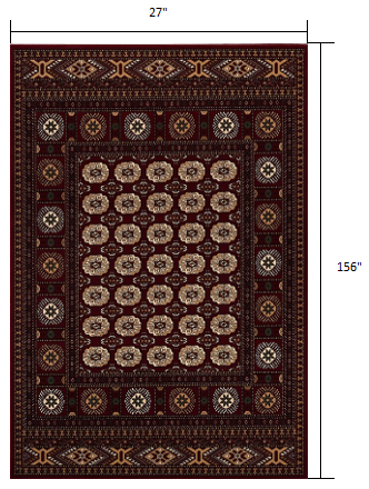 7' X 9' Red and Ivory Floral Medallion Power Loom Area Rug