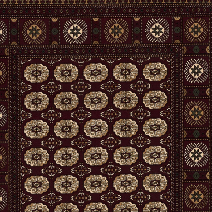 8' X 11' Red and Ivory Floral Medallion Power Loom Area Rug