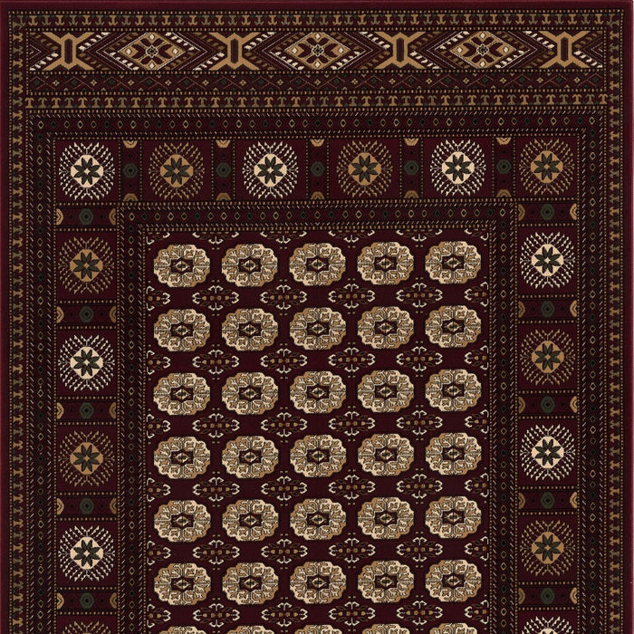 8' X 11' Red and Ivory Floral Medallion Power Loom Area Rug