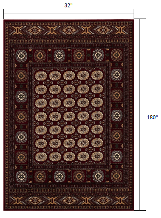 8' X 11' Red and Ivory Floral Medallion Power Loom Area Rug