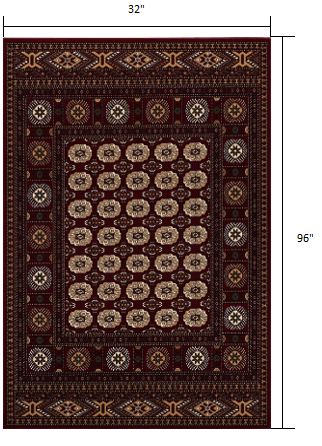 8' X 11' Red and Ivory Floral Medallion Power Loom Area Rug