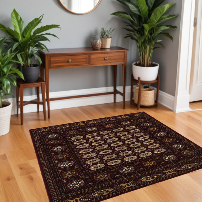 8' X 11' Red and Ivory Floral Medallion Power Loom Area Rug