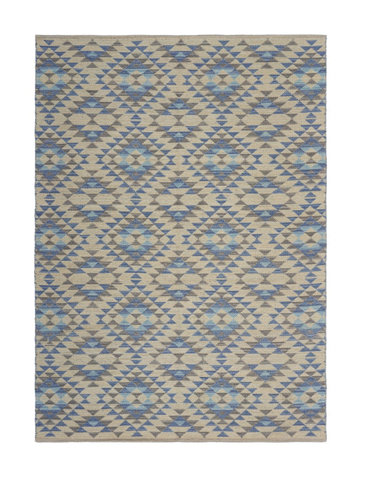 3' x 5' Blue Decorative Lattice Area Rug