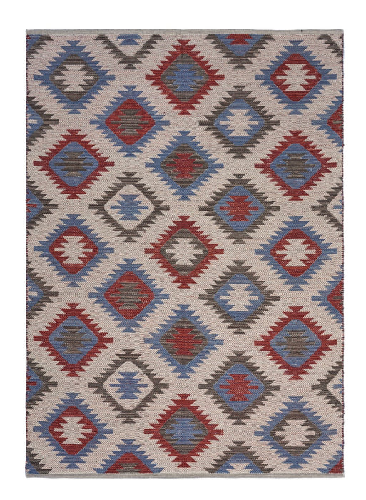 3' x 5' Red and Blue Geometric Diamonds Area Rug