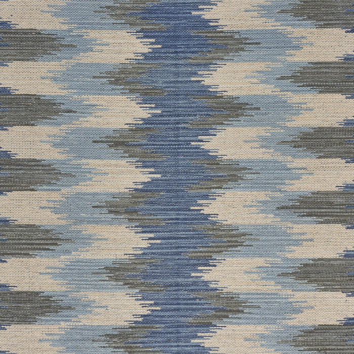 5' X 7' Blue and Cream Ikat Pattern Area Rug