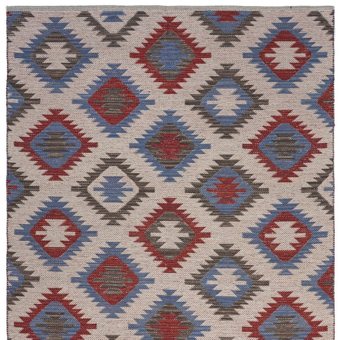 3' x 5' Red and Blue Geometric Diamonds Area Rug