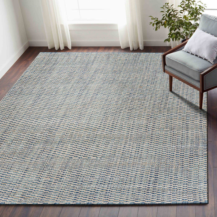 8' X 10' Blue and Beige Toned Area Rug