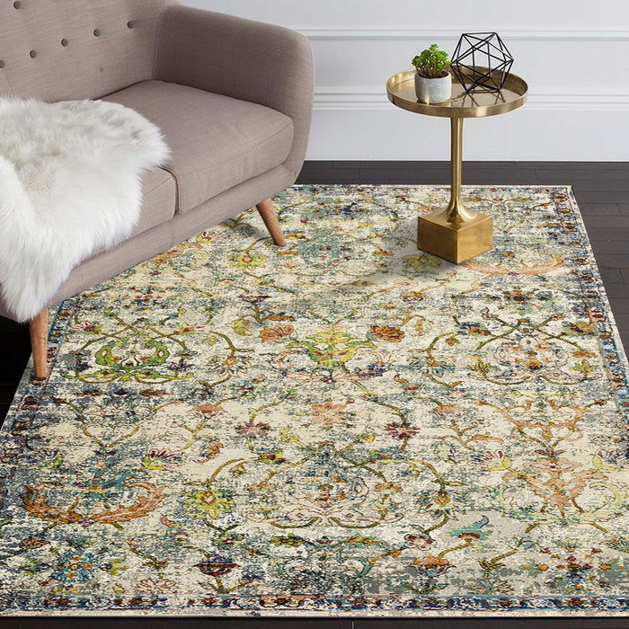 2' X 9' Beige Abstract Garden Runner Rug