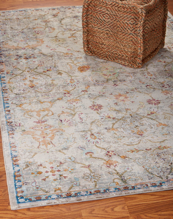 2' X 9' Beige Abstract Garden Runner Rug