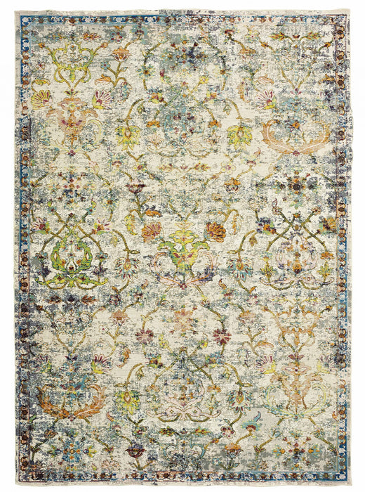 2' X 9' Beige Abstract Garden Runner Rug