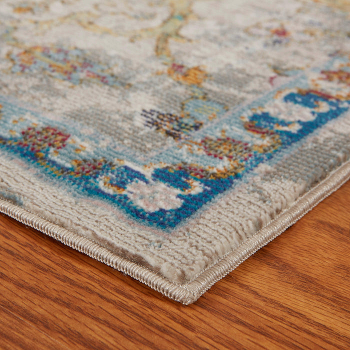 2' X 9' Beige Abstract Garden Runner Rug