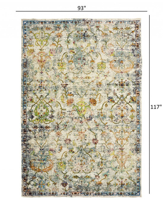 2' X 9' Beige Abstract Garden Runner Rug