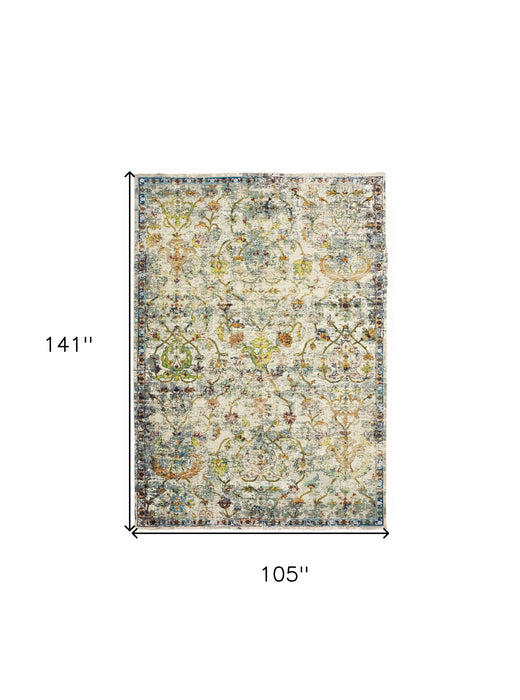 2' X 9' Beige Abstract Garden Runner Rug