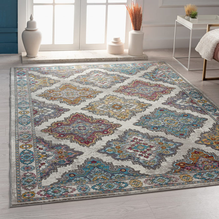 5' X 8' Blue Traditional Floral Motifs Area Rug