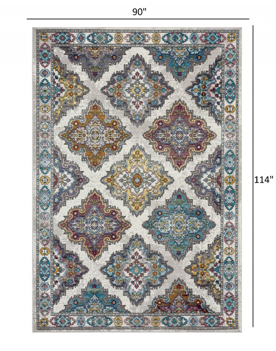 5' X 8' Blue Traditional Floral Motifs Area Rug