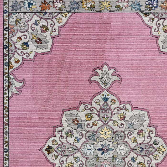 5' X 8' Pink Traditional Medallion Area Rug